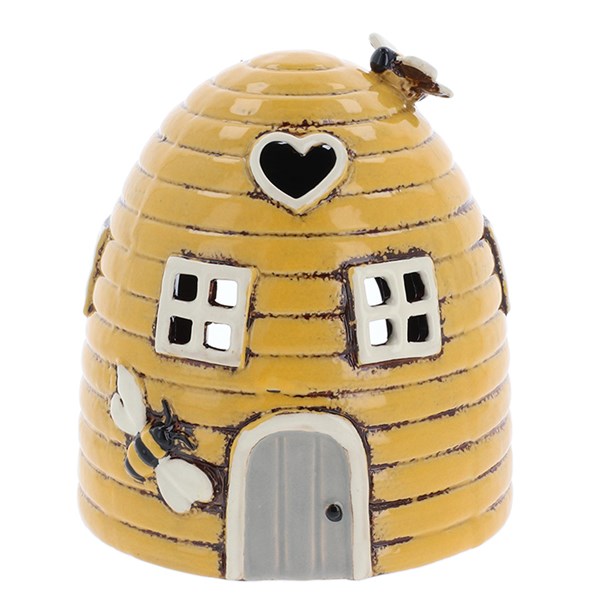 Village Pottery Beehive Dome Yellow House Tealight