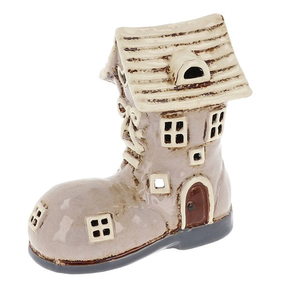 Village Pottery Small Boot House Beige Tealight